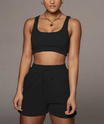 Black French Terry Unisex Essential Jogger Shorts