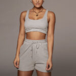 French Terry Heather Grey Unisex Essential Jogger Shorts
