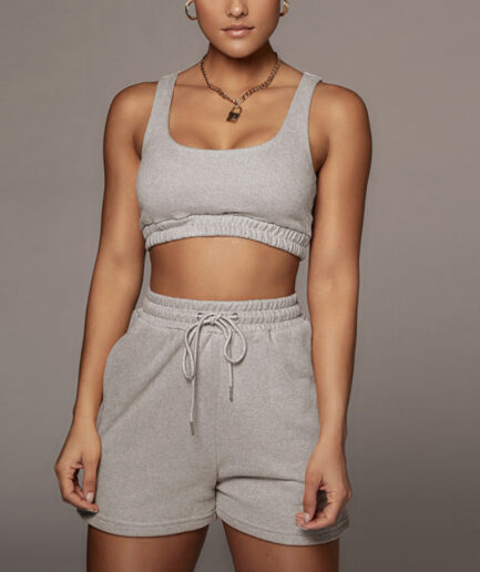 French Terry Heather Grey Unisex Essential Jogger Shorts